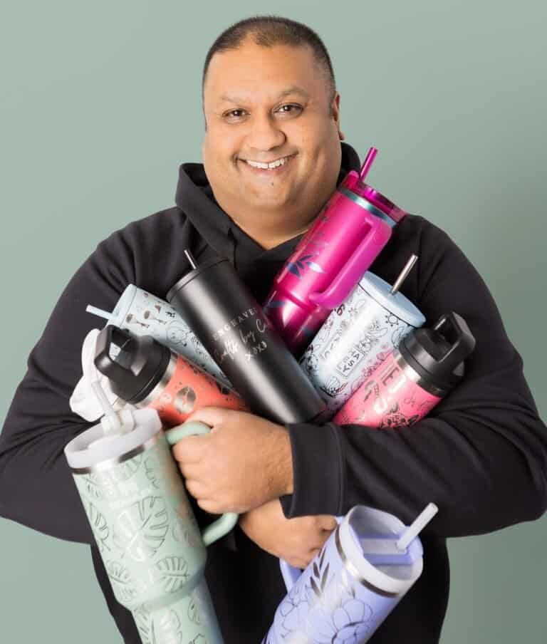 Brightly designed reusable drinkware perfect for gifts and craft lovers.